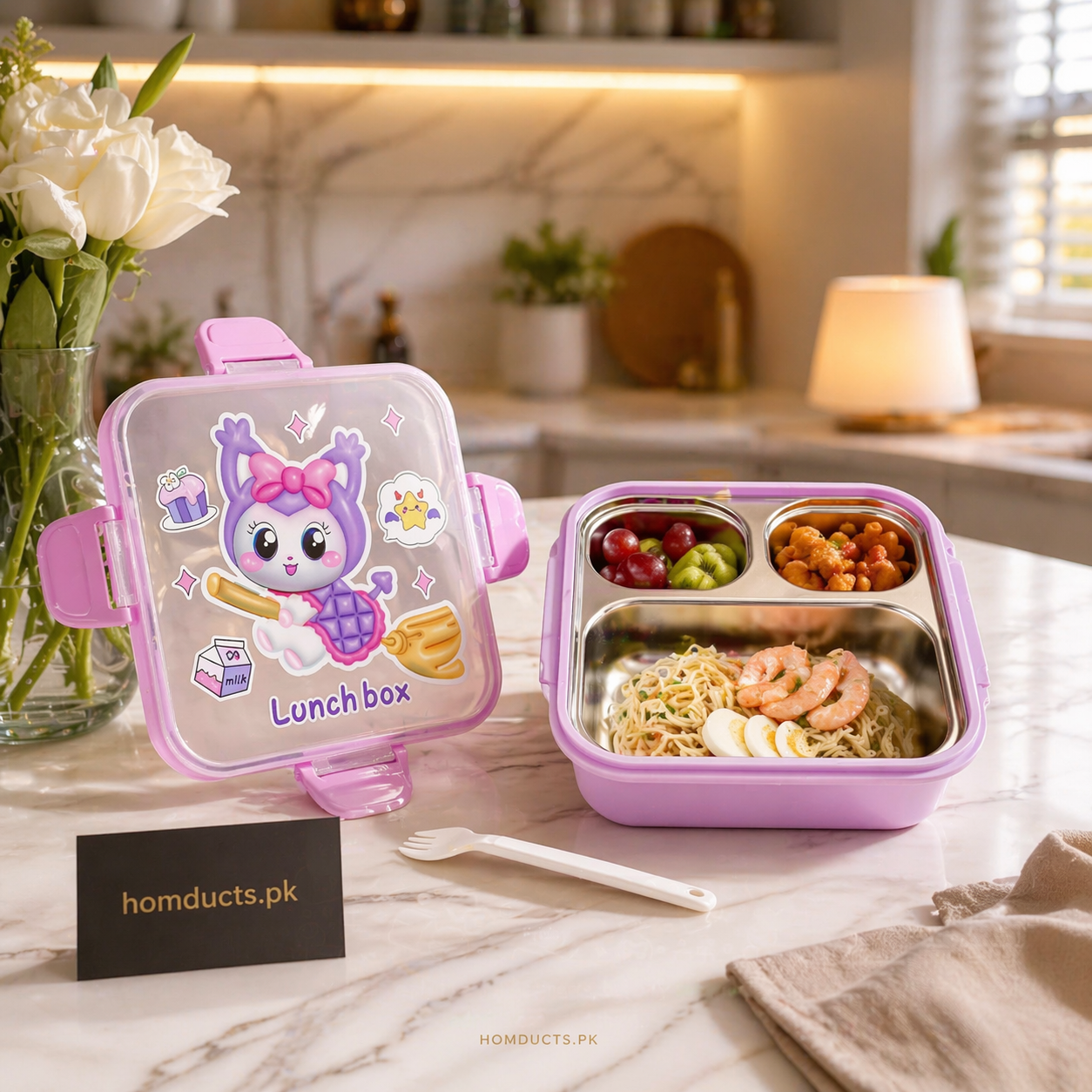 Premium Kids Stainless Steel Lunch Box with Compartments – Leakproof Bento Food Storage Box