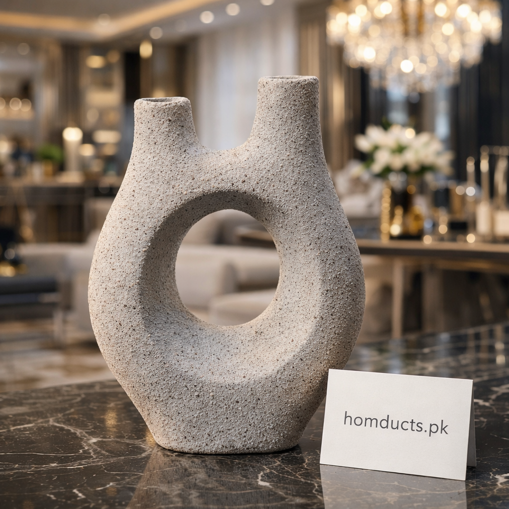 Modern Abstract Stone Vase – Luxury Dual-Neck Decorative Centerpiece