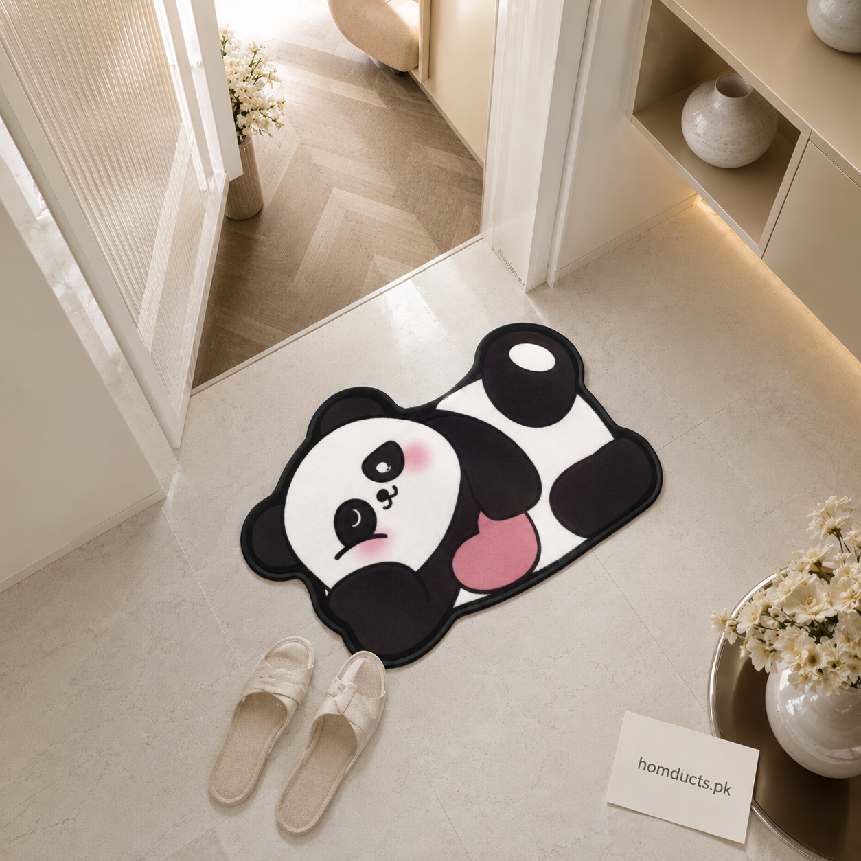Cute Panda Shaped Non-Slip Floor Mat | Soft Cartoon Entrance & Bedroom Rug