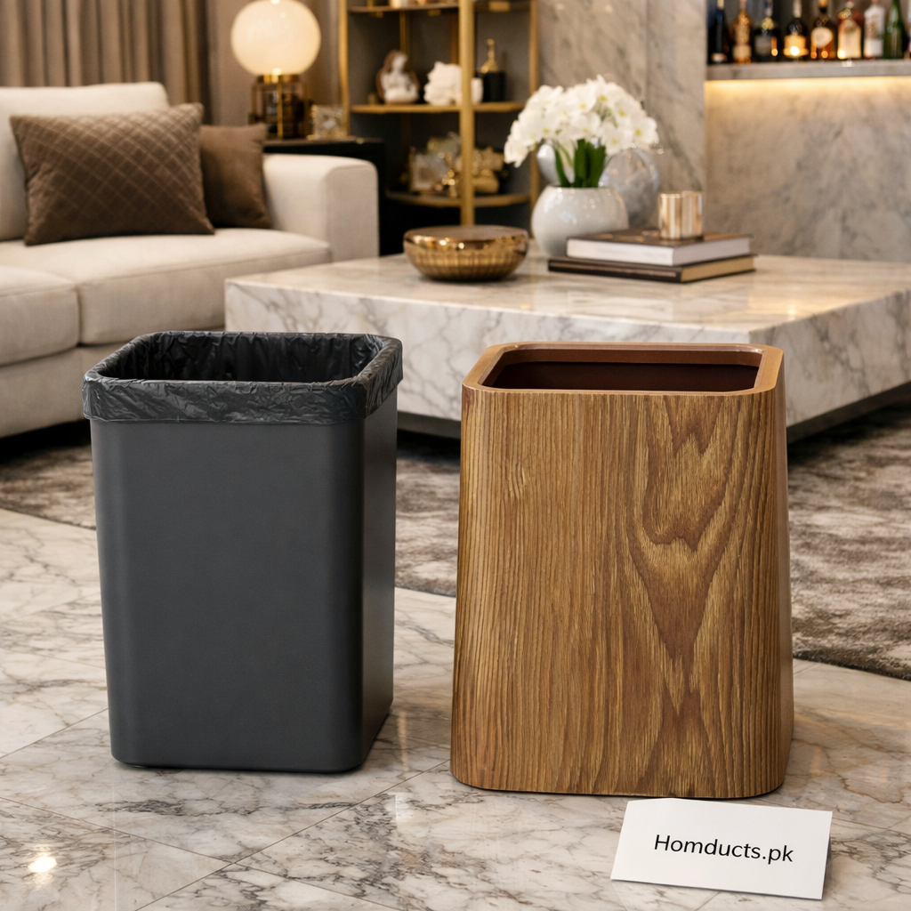 Luxury Wooden Texture Waste Bin Set – Modern Minimalist Design | Homducts.pk