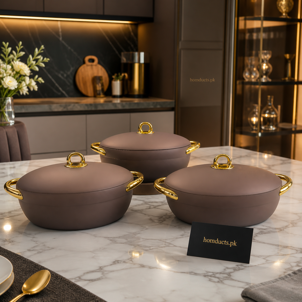 Luxury 3-Piece Insulated Hotpot Set with Lids – Premium Food Warmer Serving Casserole Set