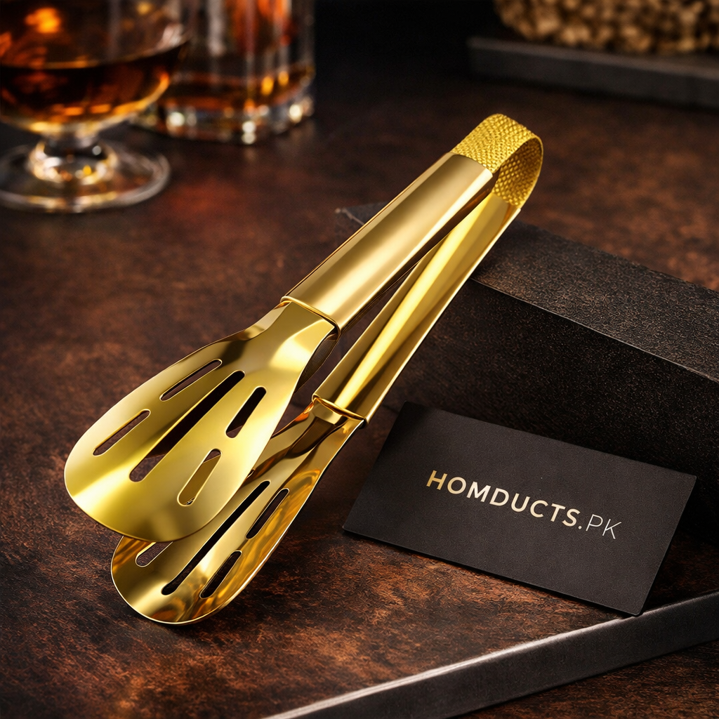 Luxury Golden Stainless Steel Kitchen Tong – Premium Heat-Resistant Cooking & Serving Tong (1 Pc)