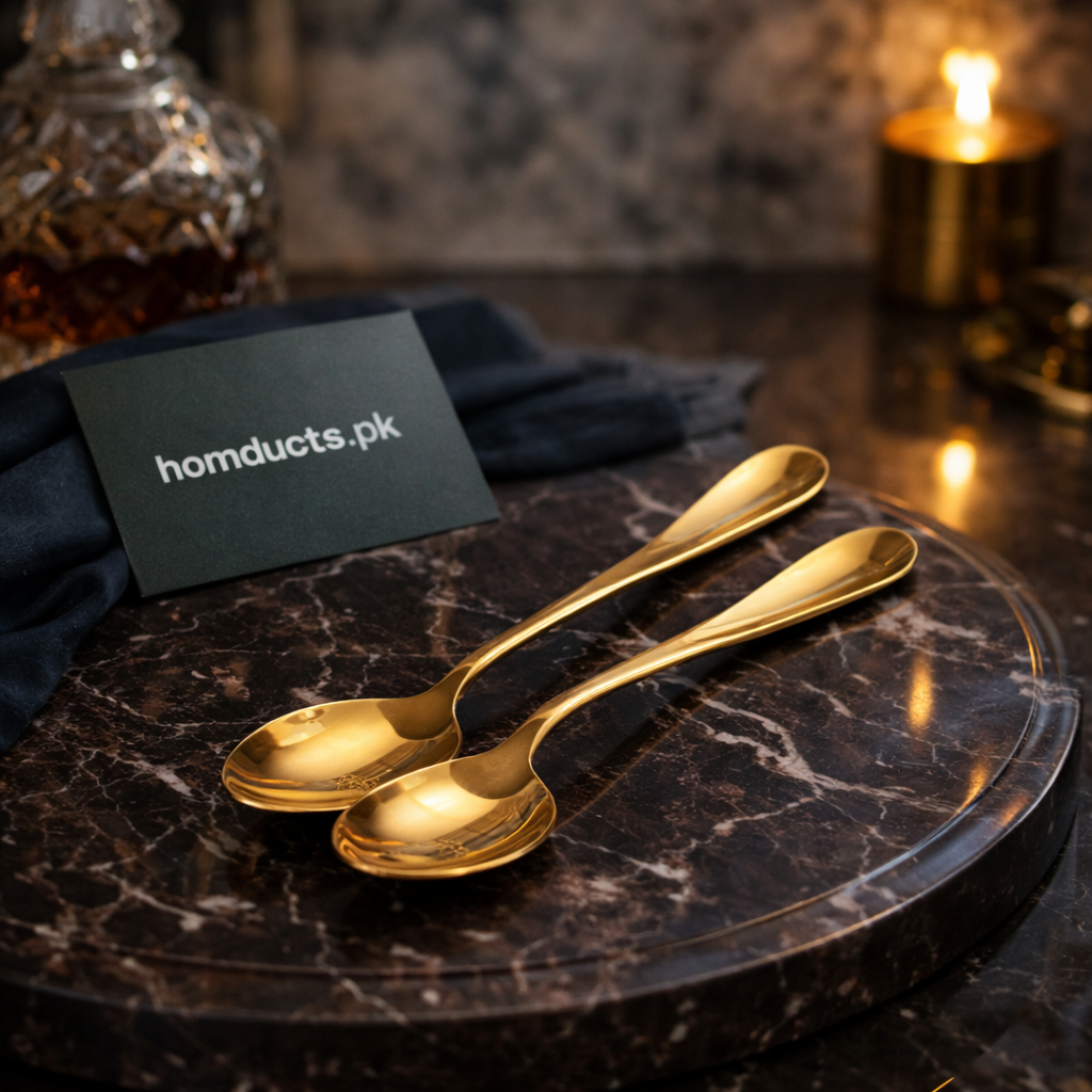 Luxury Gold Dessert Spoon Set – 6 Pieces Elegant Tableware