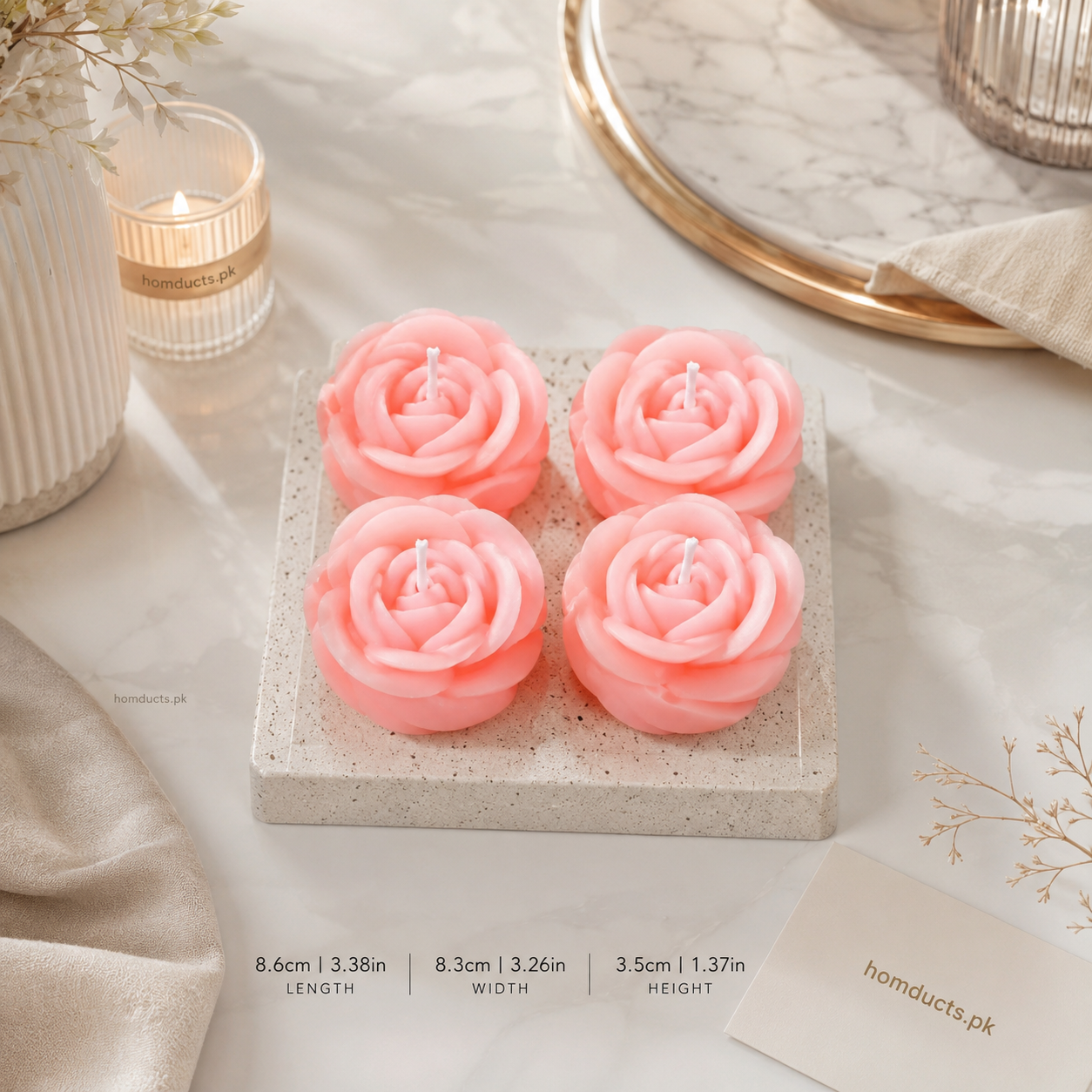 4-Piece Rose Flower Scented Candle Gift Set | Decorative Floral Aromatherapy Candles for Home Décor