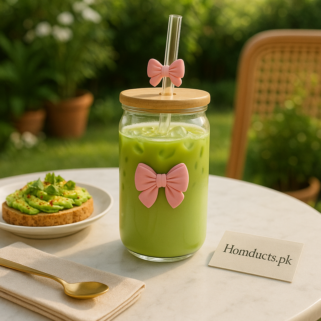 ๐ Aesthetic Glass Jar with Bamboo Lid & Straw