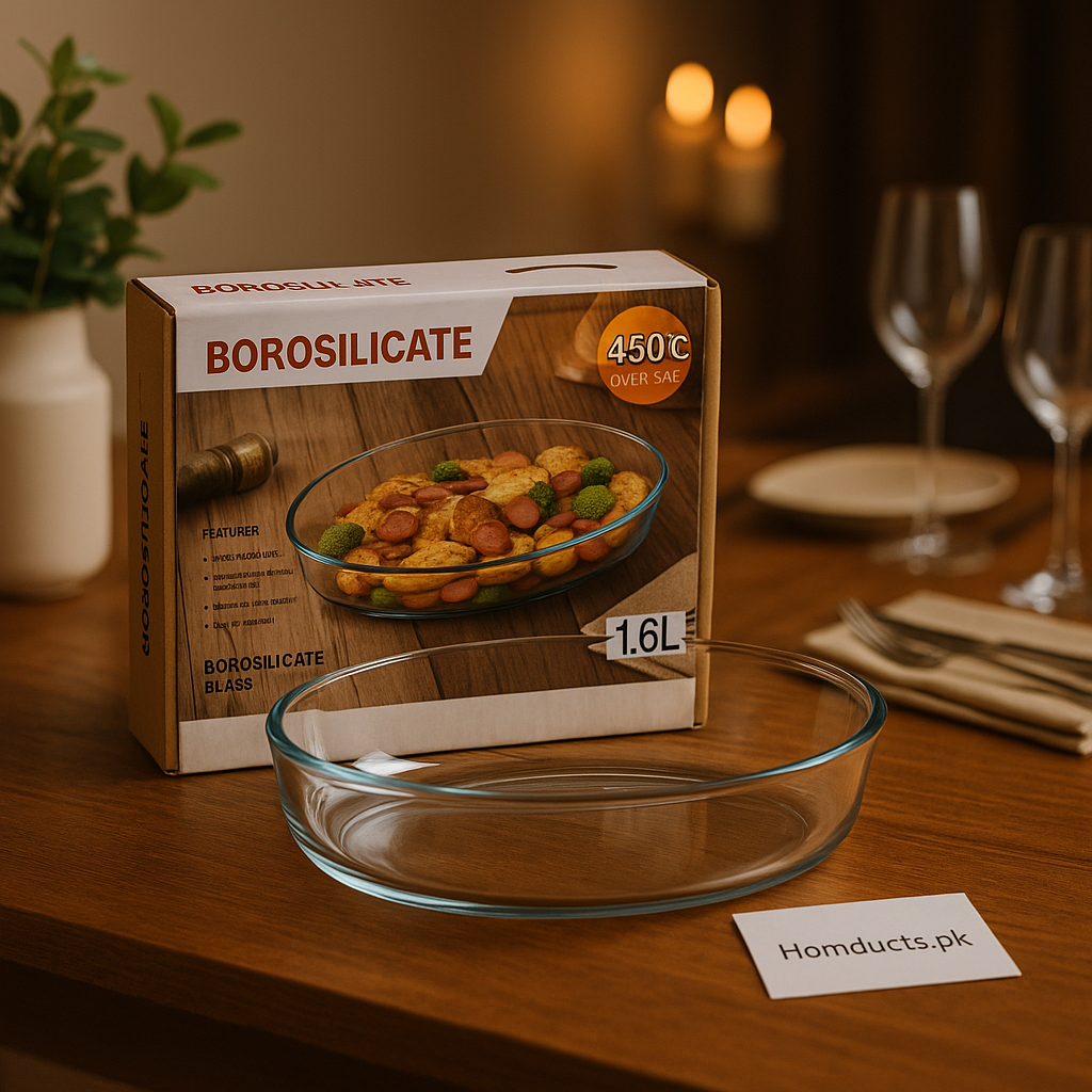 Borosilicate Glass Baking Dish 1.6L – Oven Safe at 450°C