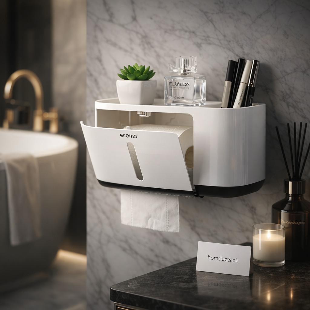 Ecoco Premium Wall-Mounted Tissue Dispenser & Storage Organizer Shelf
