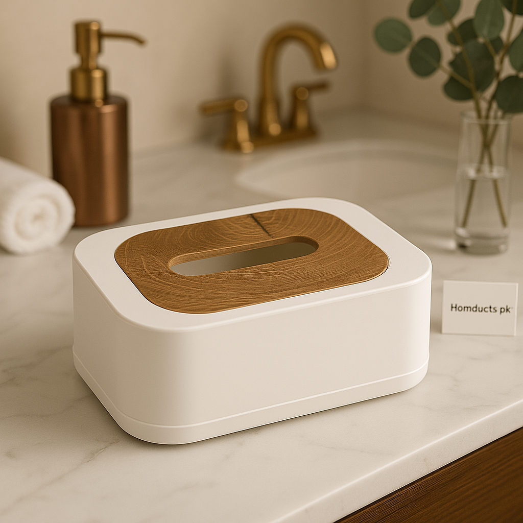 Luxury Wooden Lid Tissue Box – Premium Acrylic Tissue Holder for Home & Office Décor