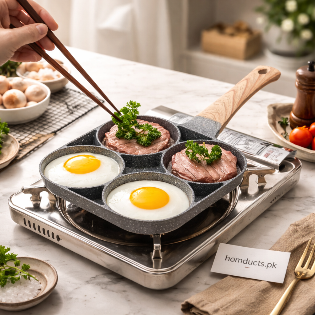 Premium 4-Slot Nonstick Multi-Section Frying Pan – Breakfast & Meal Divider Skillet