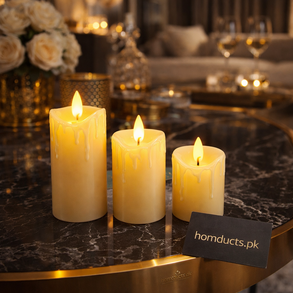 Luxury Flameless LED Candle Set – Realistic Flickering Warm Light (1 Pc & 3 Pcs Set)