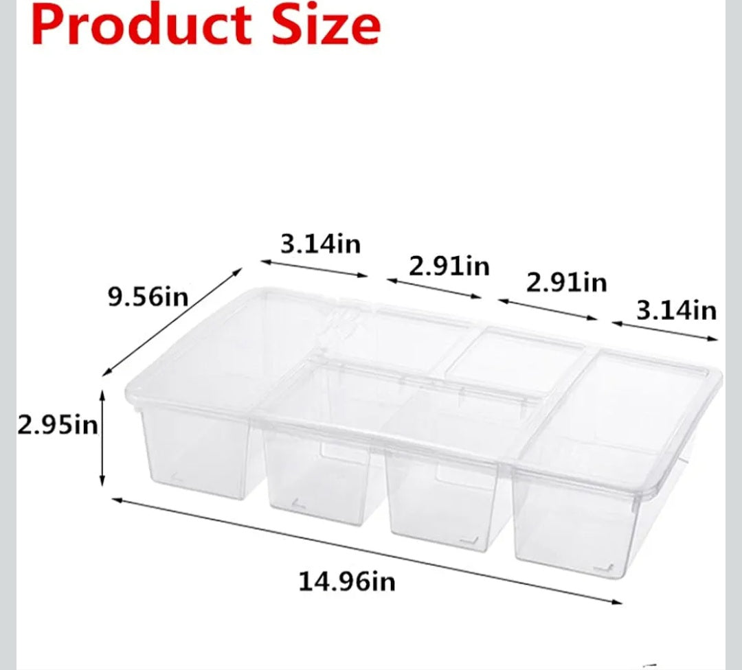 Premium 5-Compartment Food Storage Organizer Box with Lid – Multi-Section Kitchen, Fruit & Snack Organizer