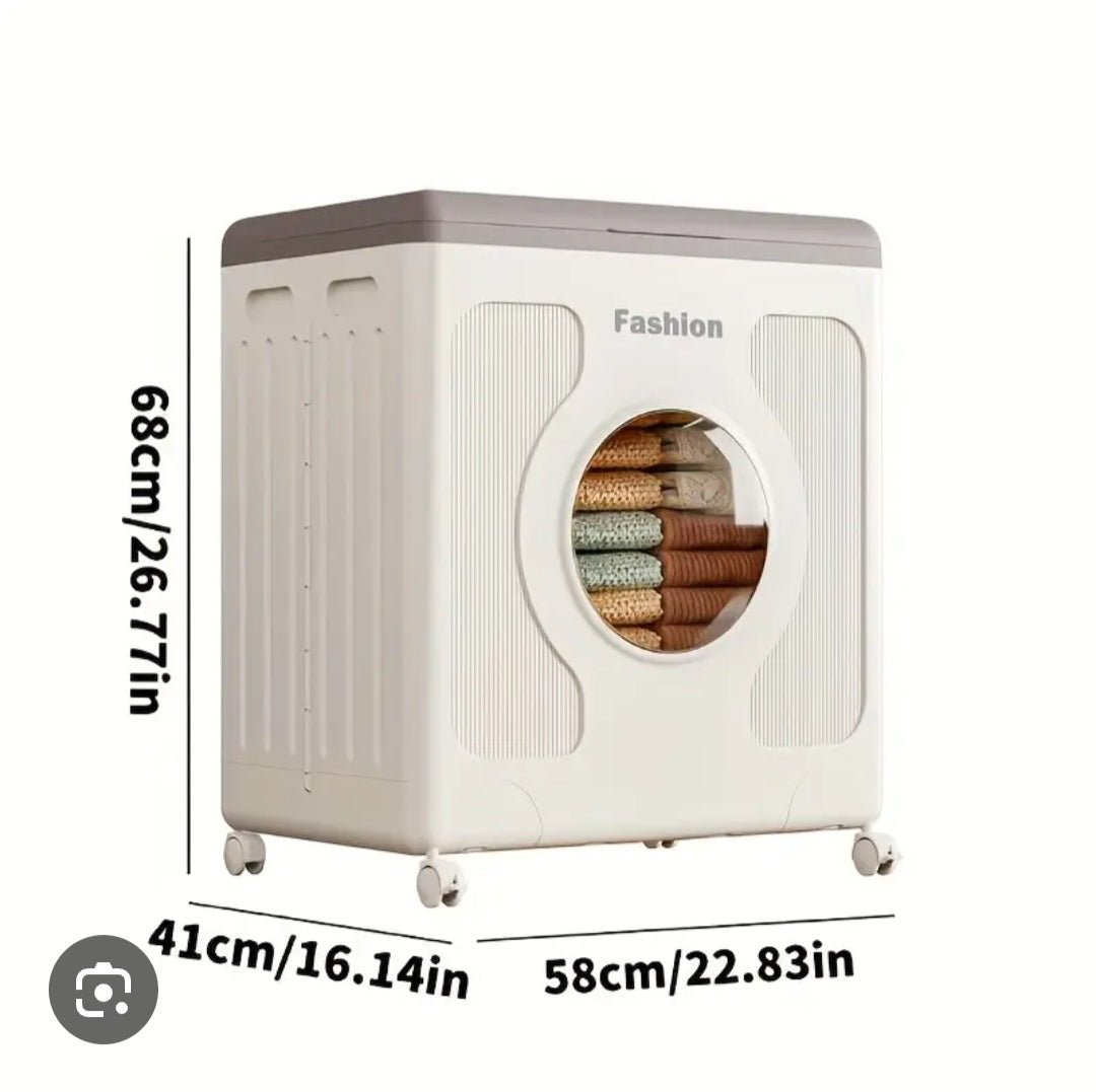 Premium Foldable Storage Organizer Box with Wheels & Viewing Window
