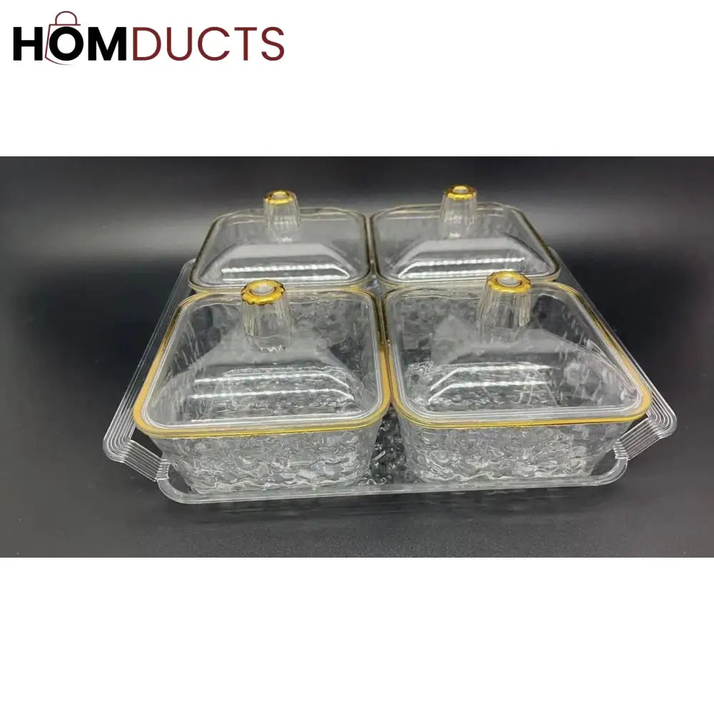 Acrylic Candy Storage Containers with Lids - 4 Piece Set for Snacks & Desserts