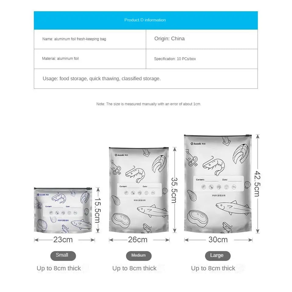 Aluminium Foil Sealed Preservation Bags (10Pcs)