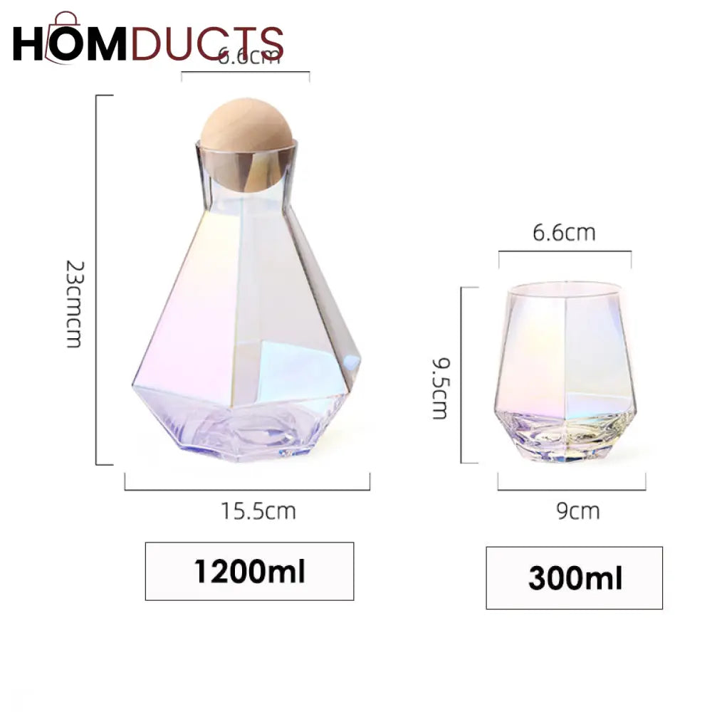 Aurora Iridescent Drinkware Set – 6Pc Luxury Carafe & Glass Set (1 Jug + 5 Glasses)