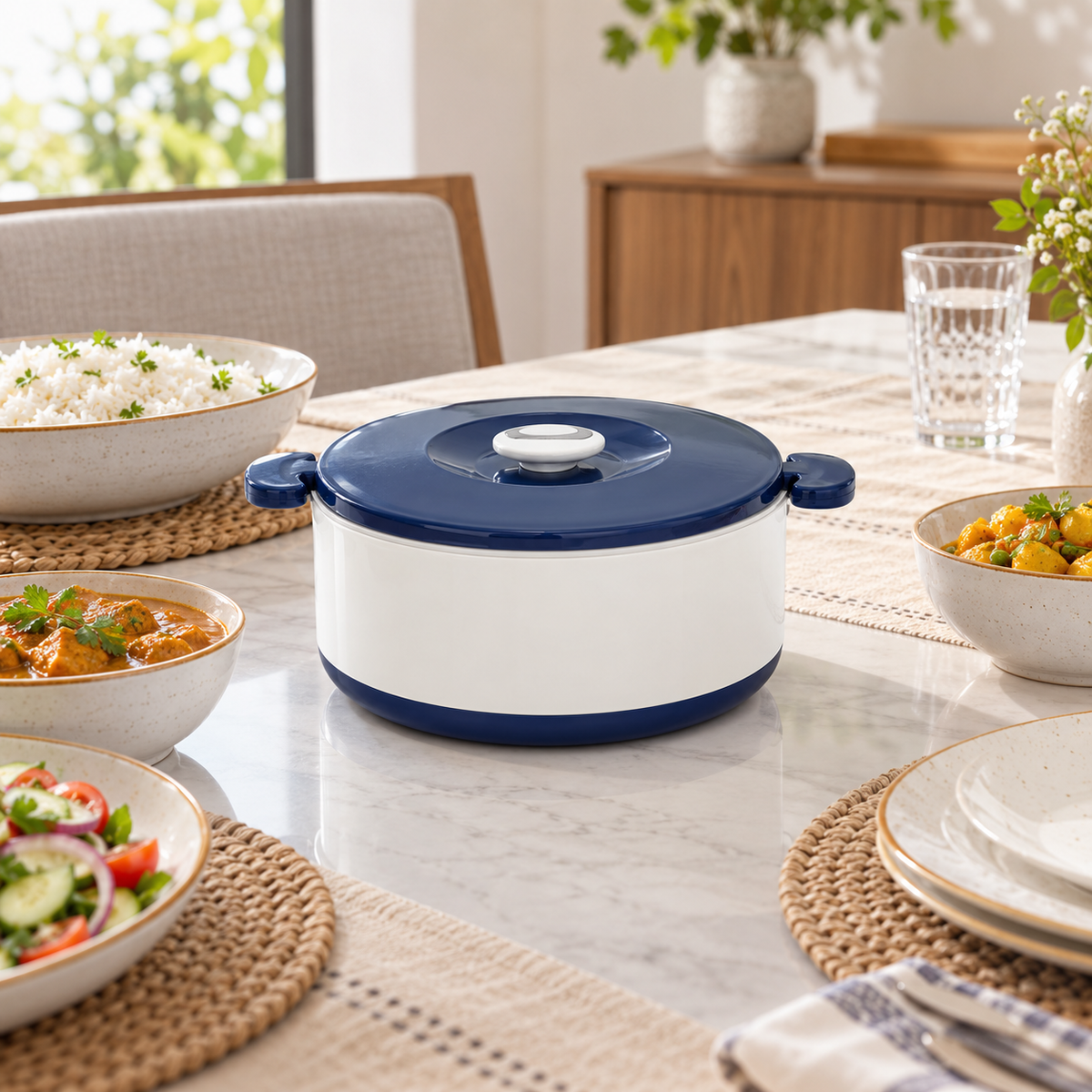 Optimo 2 litre blue insulated hot pot
