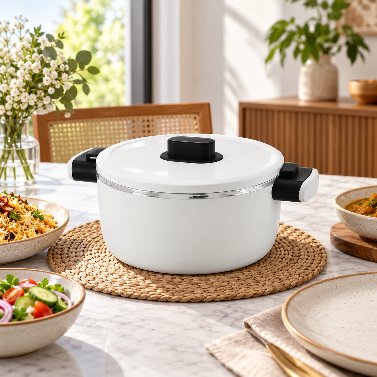 White 1.8 litre insulated hot pot