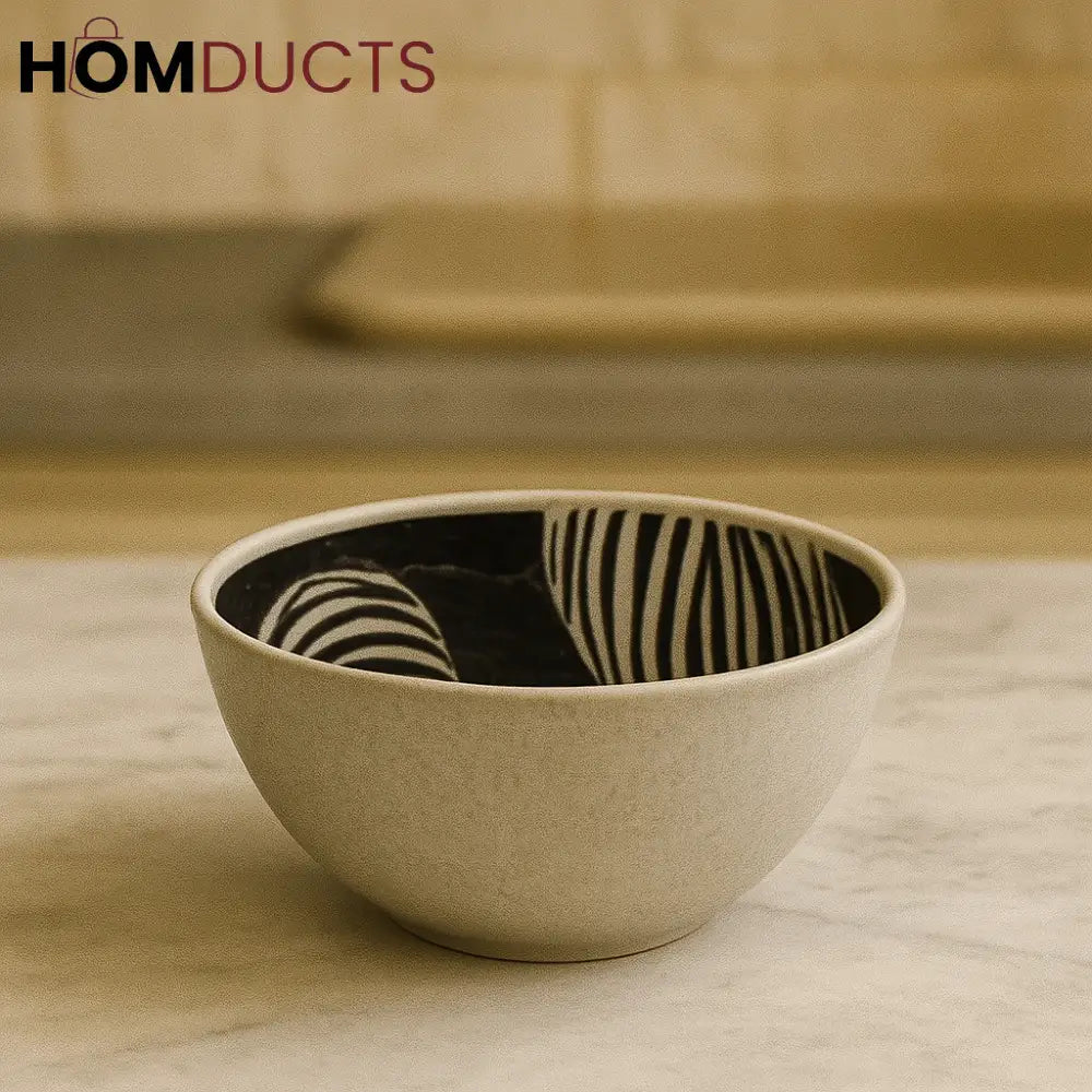 Black & White Zebra Pattern Ceramic Bowl – Modern 4.75” Design