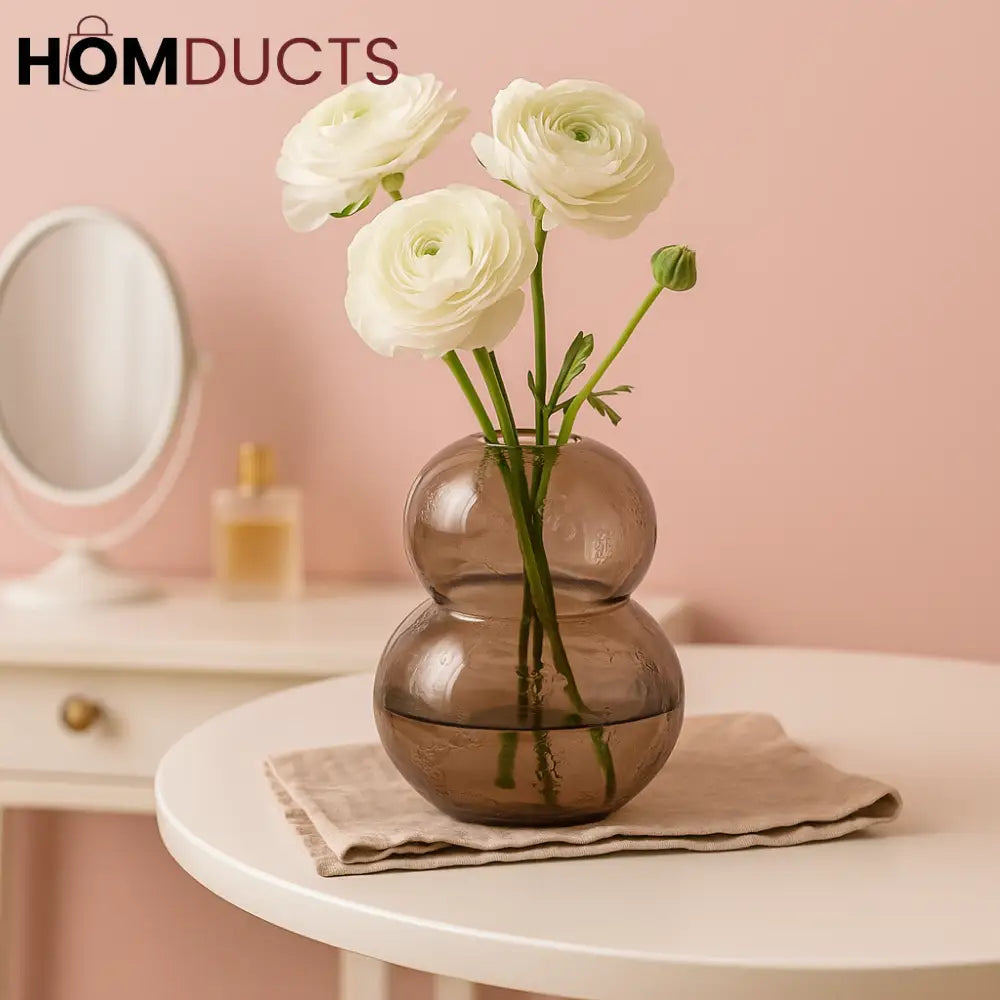 Blush Aura Double-Layer Glass Flower Vase