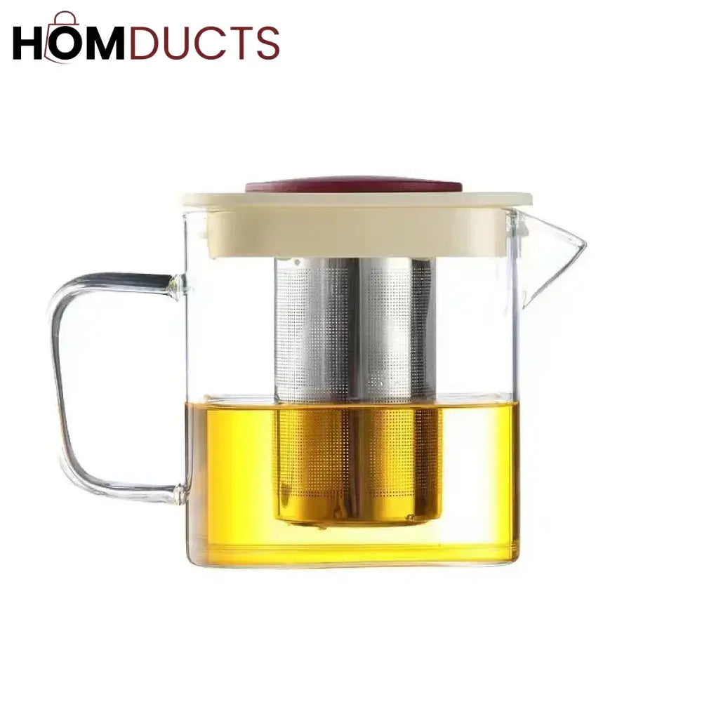 Brew & Sip: Transparent Glass Tea Cup with Integrated Infuser & Handle
