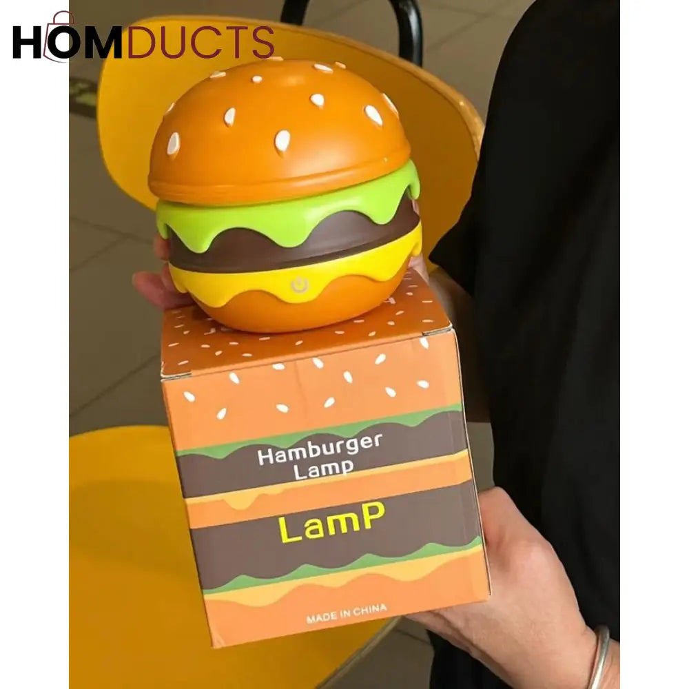 Burger Shape LED Night Lamp – USB Rechargeable Foldable Desk Light (Box Packing)