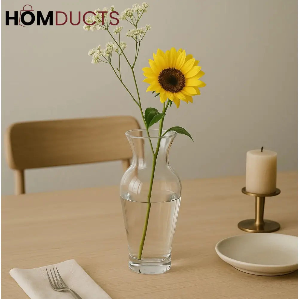 Classic Clear Glass Flower Vase – Elegant Hourglass Design