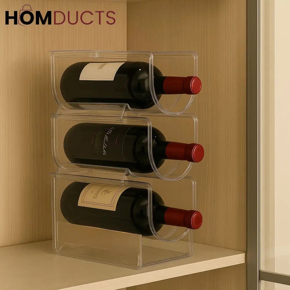 Clear Acrylic Bottle Holder – 4-Tier Stackable Organizer for Kitchen Cabinet & Fridge