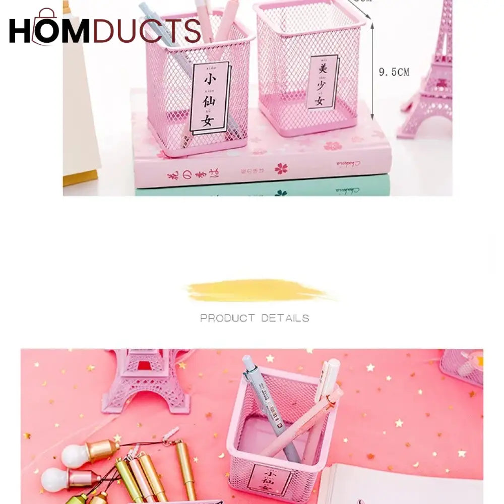 Creative Metal Mesh Stationery Holder
