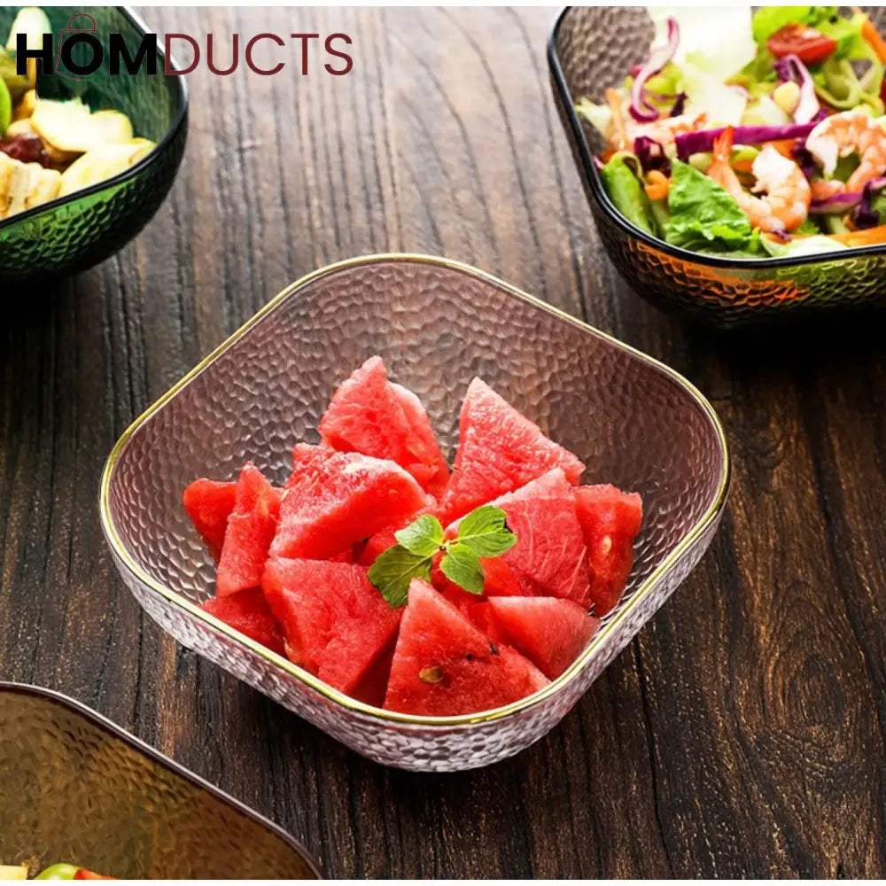 Crystal Clear Square Bowl - Versatile & Stylish Tableware for Home