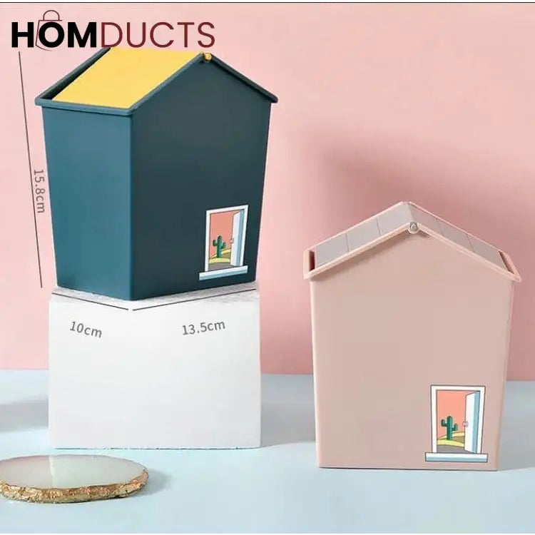 Cute Mini Desktop Trash Can with Swing Lid - Perfect for Home & Office