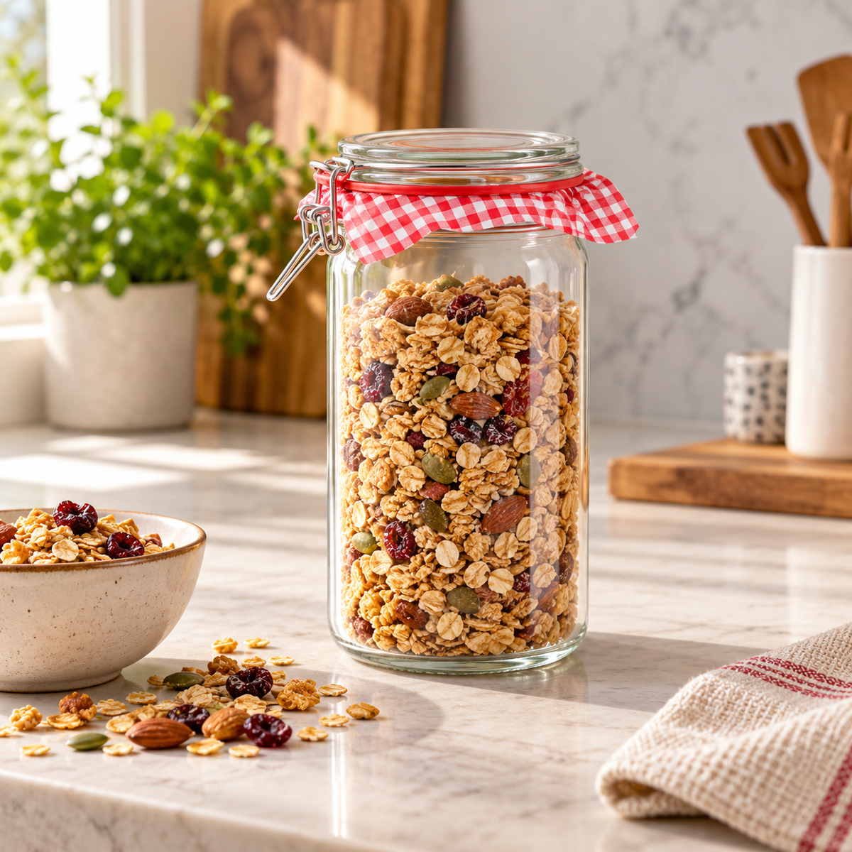 Danny Home Round Clip-Top Glass Storage Jar – 9 x 22cm shown in use