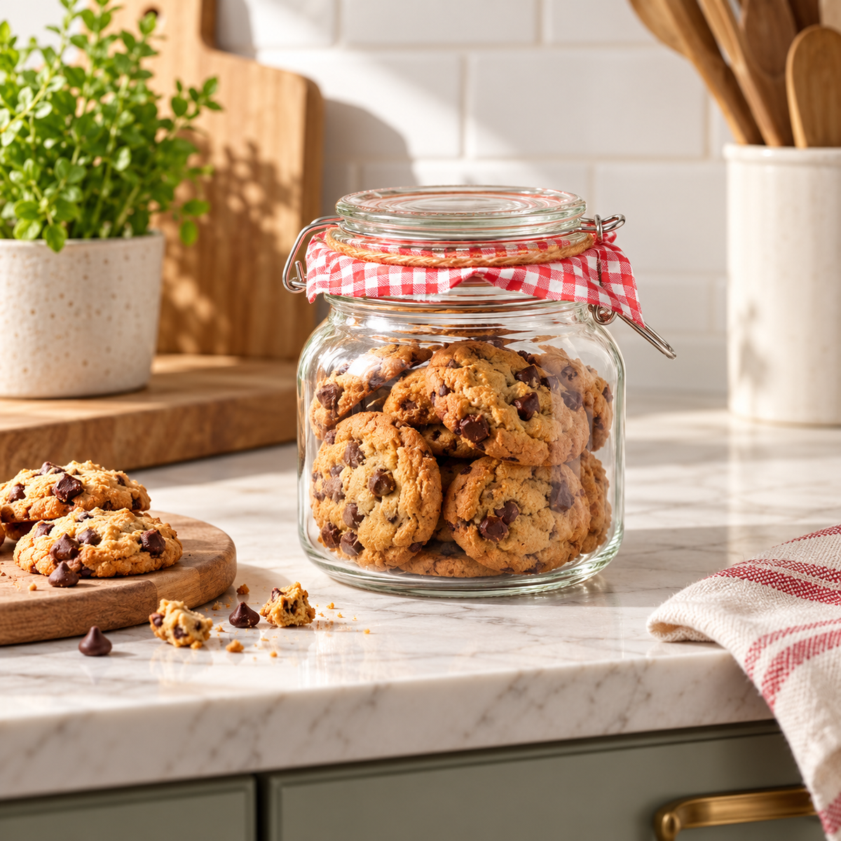 Danny Home Clip-Top Glass Storage Jar – 1 Litre shown in use