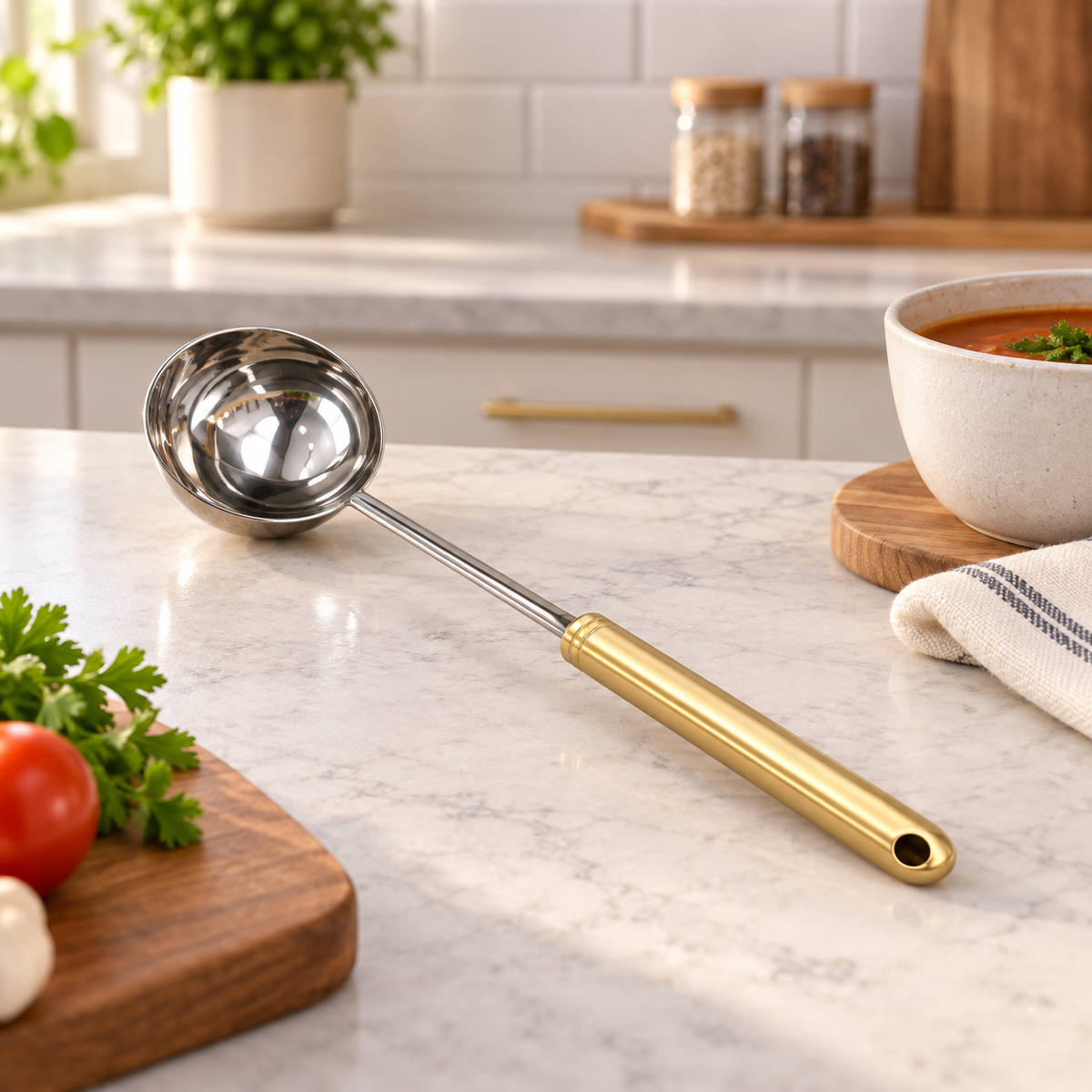 Danny Home stainless steel multi sauce spoon with gold handle