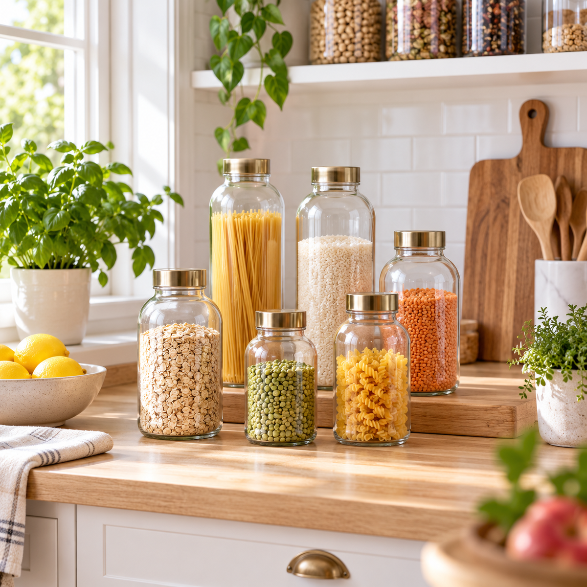 Danny Home glass storage jar set with metal lids