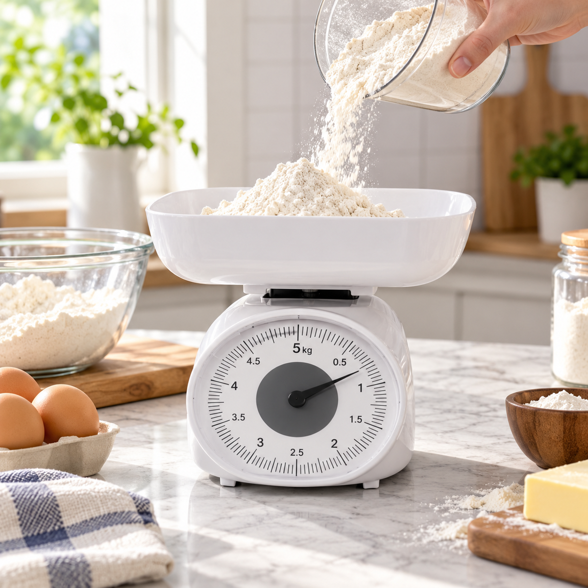 Danny Home 5KG Mechanical Kitchen Scale with Bowl in use