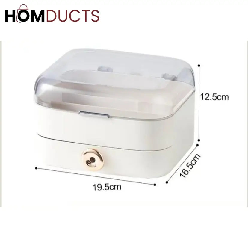 Dustproof Cosmetic Display Case with Drawers - Makeup Organizer Box