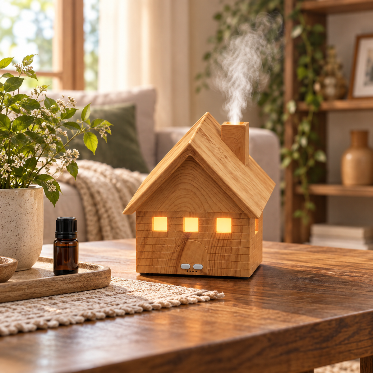 House-Shaped Aroma Diffuser with Mist & Ambient Light