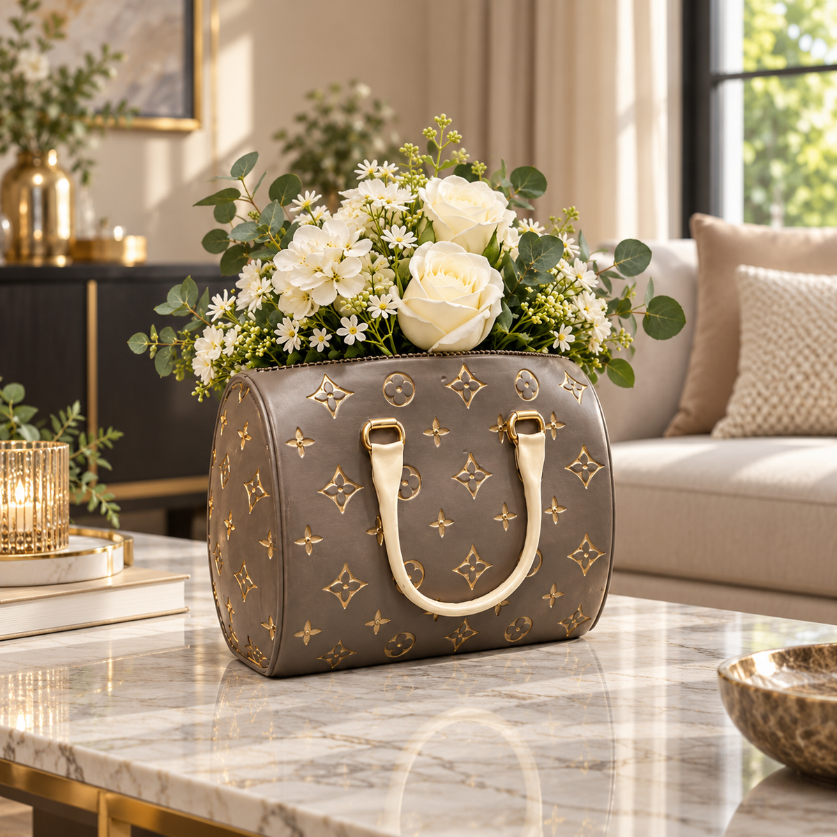 Decorative Ceramic Handbag Flower Vase