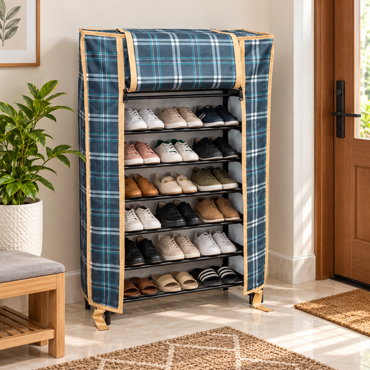 Covered Multi-Tier Shoe Rack – 5 & 7 Tier Storage Organizer