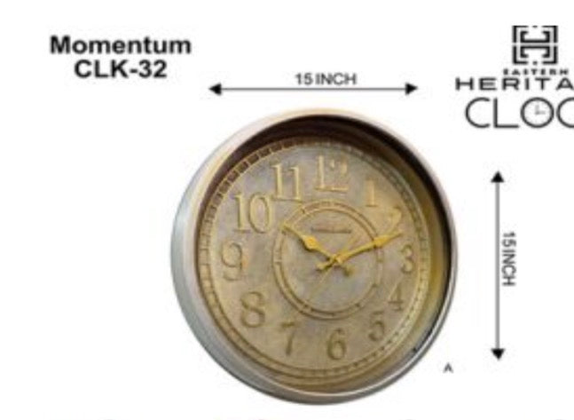 Heritage Momentum CLK-32 wall clock 15-inch size guide