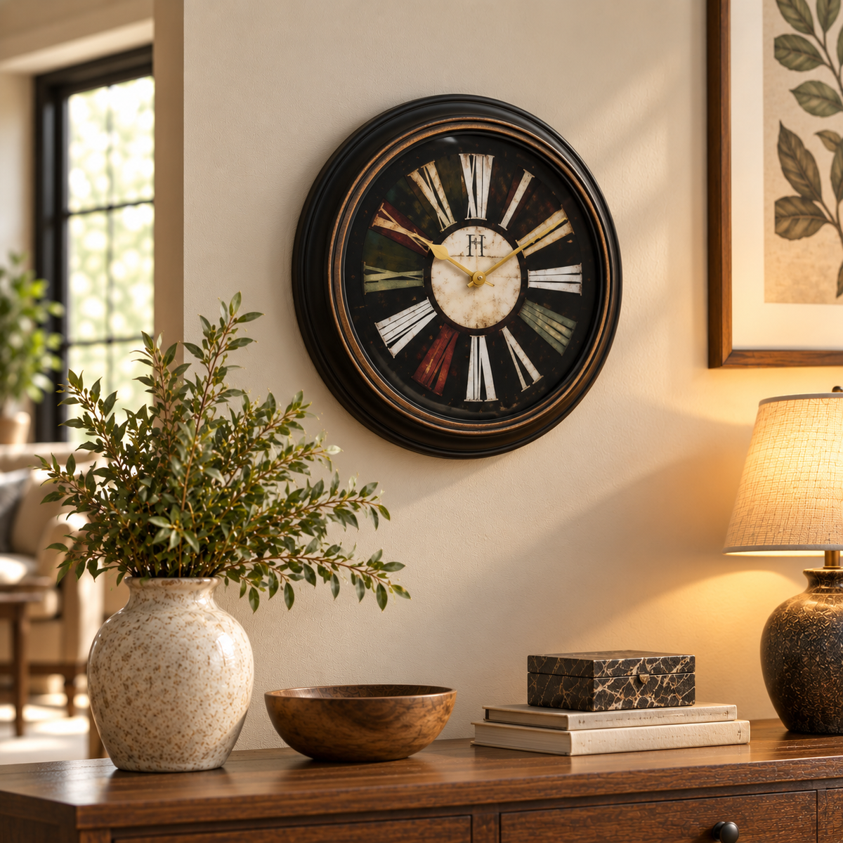 Heritage vintage Roman numeral 18 inch wall clock