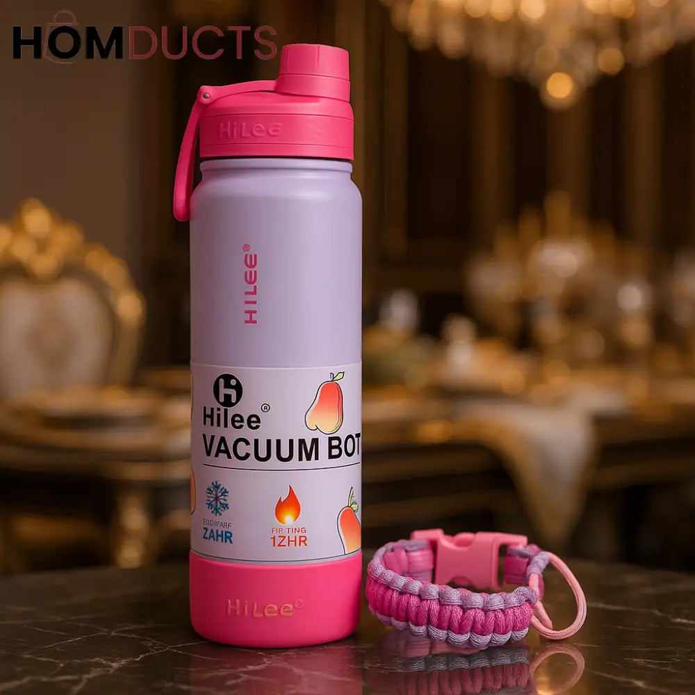 HiLee Wax Apple 27oz Thermal Water Bottle – Pink & Purple Vacuum Flask