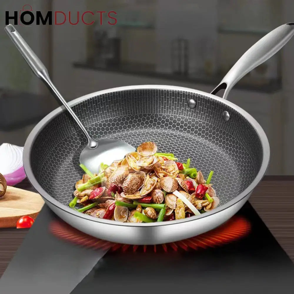 Honeycomb Structure Nonstick Stainless Steel Wok 30Cm