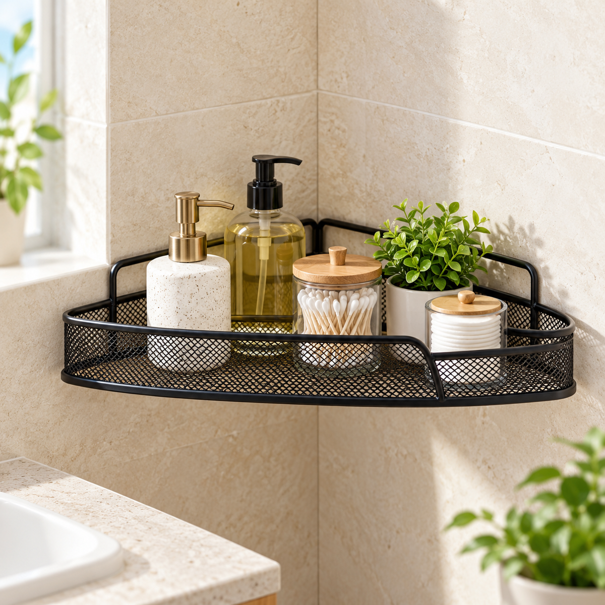 Black Triangle Corner Storage Rack