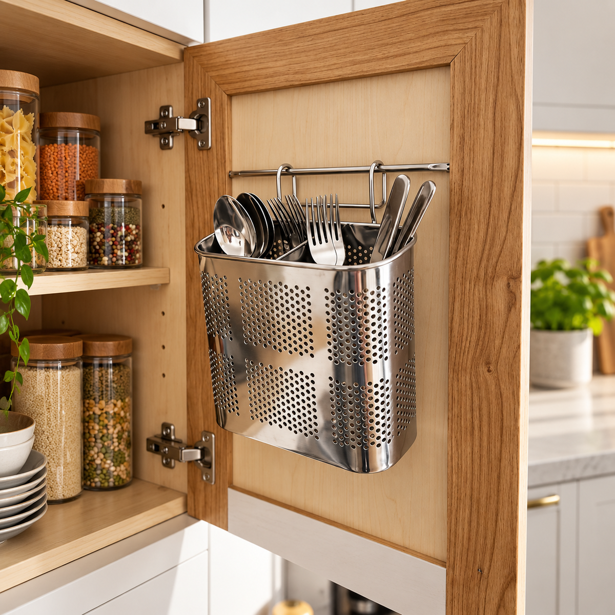Cabinet Hanging Stainless Steel Cutlery Holder