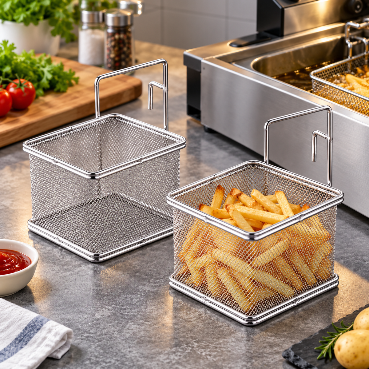 heavy duty stainless steel deep fry strainer basket