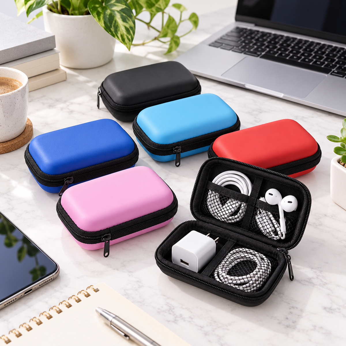 EVA hard shell cable and earphone storage case