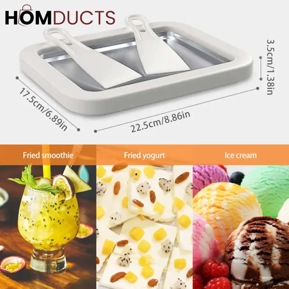 Instant Ice Cream Maker Tray – DIY Rolled Ice Cream Pan with Spatula