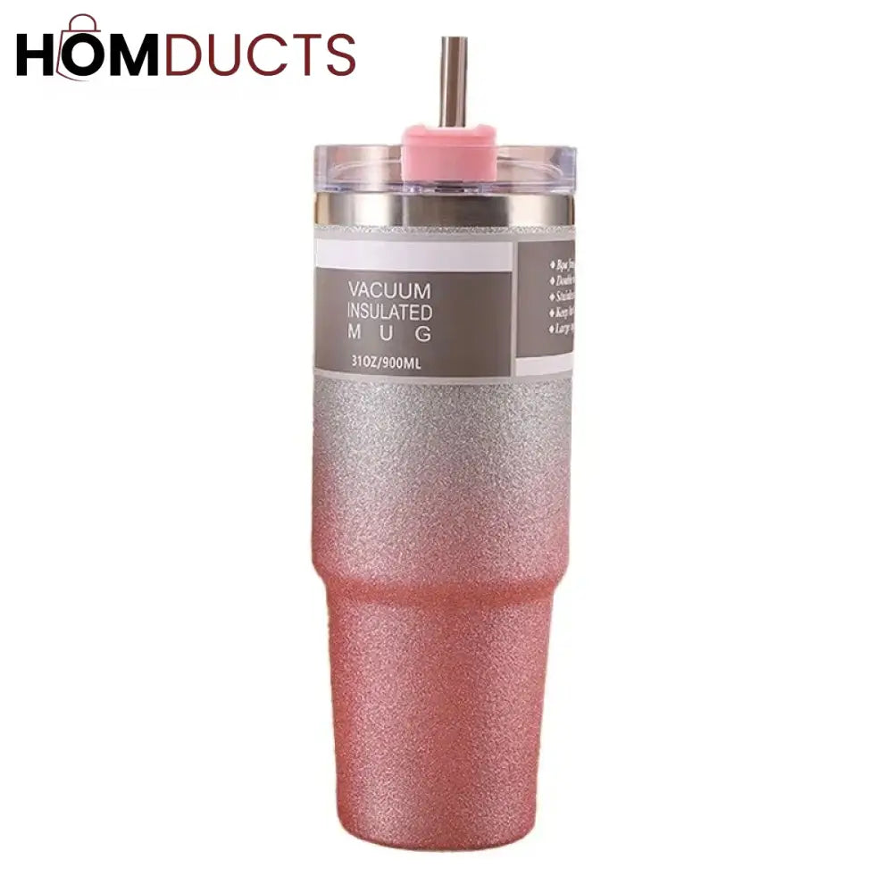 Leakproof Insulated Stainless Steel Travel Mug with Straw & Lid - Perfect for Hot & Cold Drinks