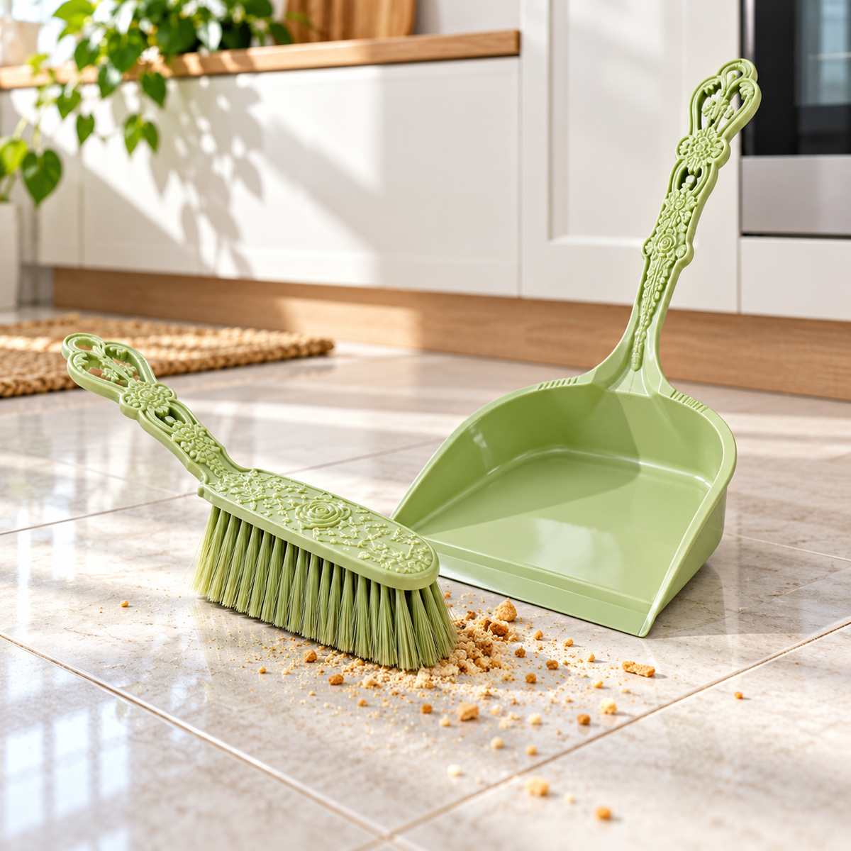 Long-handle dustpan and brush set